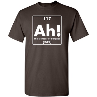 อ่า เสื้อยืด พิมพ์ลาย The Element of Surprise Science Sarcastic Funny สําหรับผู้ชายS-5XL