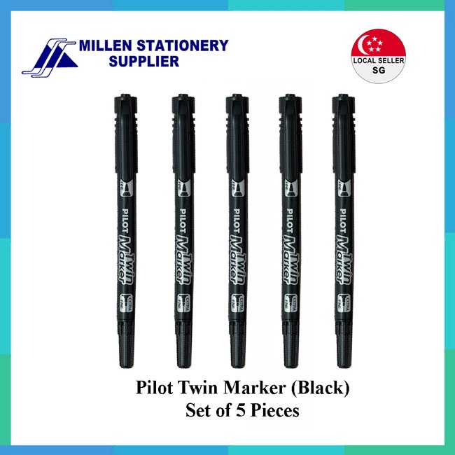 Pilot Twin Marker - ปากกามาร์กเกอร์ถาวร SCATM (ชุด 5 ชิ้น) [Millen Stationery]