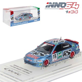 โมเดลรถเหล็ก - INNO64 1:64 Diecast Model Car - Honda Civic Ferio EG9 Gr A 16 Castrol Mugen JTCC 1994