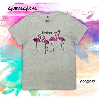 เสื้อยืดลายนก"Flamingo1" เสื้อยืดเนื้อดีใส่สบาย ไม่หด ไม่ย้วย