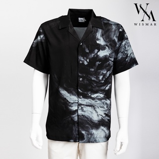 เสื้อเชิ้ตฮาวายแขนสั้นลายหินอ่อน(แบล็คเซิร์ฟ): Hawaii Black Surf Marble Shirt(Short-Sleeve)