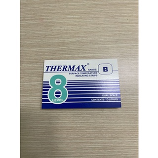 Thermo Strips 8 Level, B 71-110C C 116-154C  D 160-199C E 204-260C 10PC/PK (Thermax, UK) แผ่นวัดอุณหภูมิ