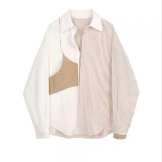 Jules24 - Chou Cream Shirt เสื้อเชิ้ตสีพื้นสลับลาย