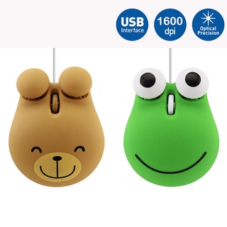 เมาส์ออปติคอล แบบใช้สาย USB 1600DPI ลายการ์ตูนสัตว์ ขนาดเล็ก สําหรับคอมพิวเตอร์ แล็ปท็อป