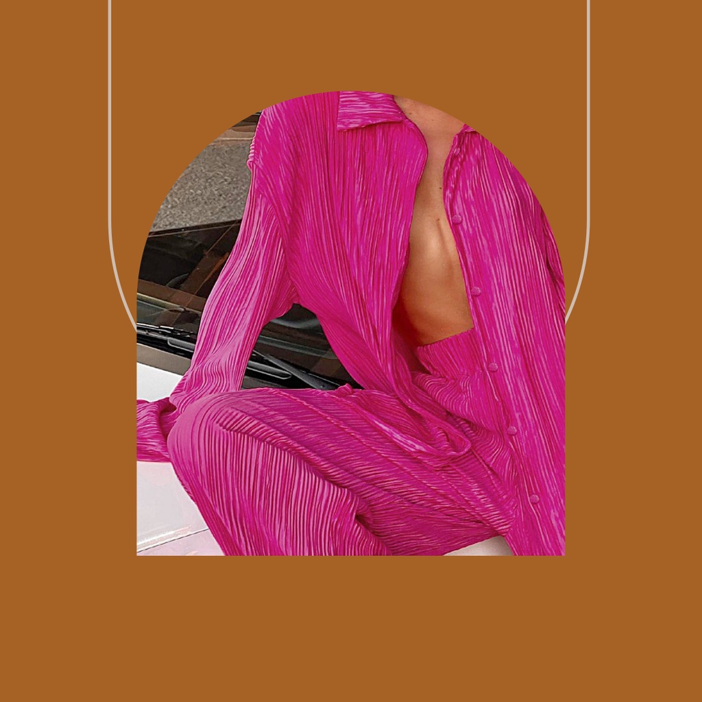 [3.3 ลดสูงสุด 300.- โค้ด F8Q2RR] C56 ชุดพลีทเซท สีชมพูOversized | Myst by Mystery