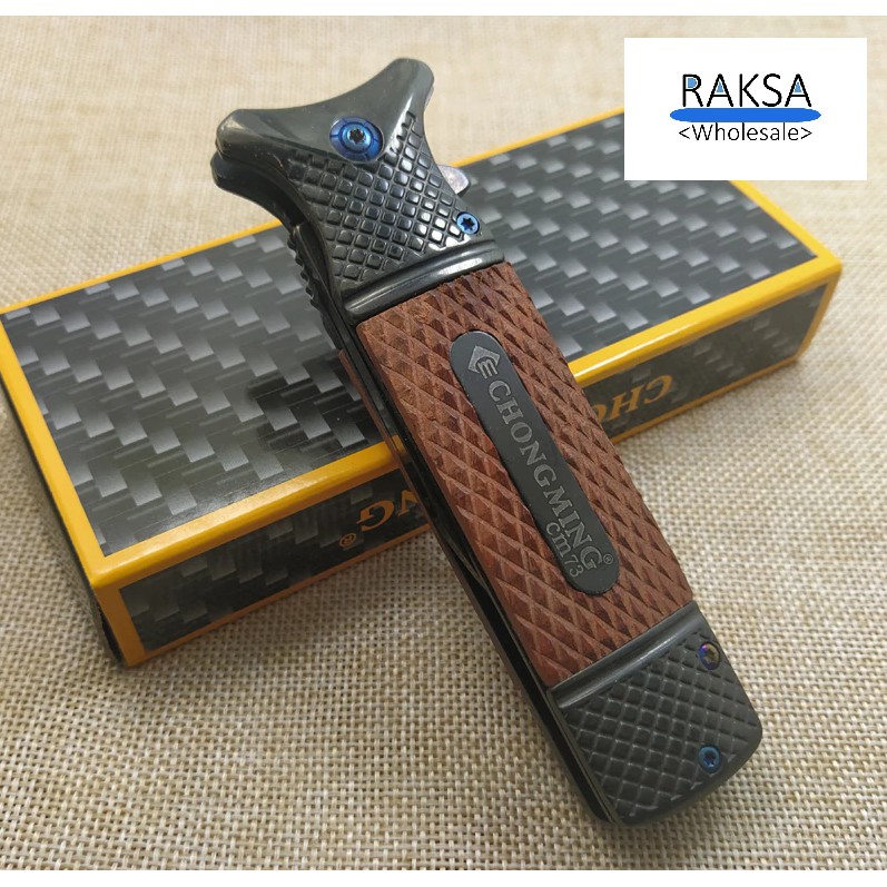 RAKSA Wholesale CHONGMING Knife CM010 มีดพับ มีดพกพา มีดพกเดินป่า มีดสวยงาม มีดพกสวย มีดแคมป์ปิ้ง สีดำเคลือบผิวไทเทเนียม - รูปที่ 2