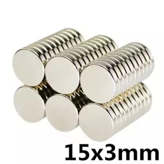 1ชิ้น แม่เหล็กนีโอไดเมียม 15x3mm กลมแบน แม่เหล็กแรงสูง ขนาด 15*3mm แม่เหล็ก Magnet Neodymium 15*3มิล magnetics 15x3มิล