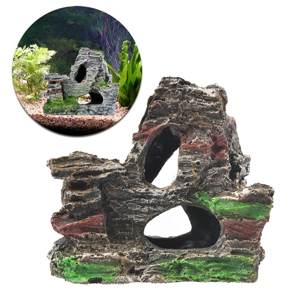 ตกแต่งตู้ปลา Aquarium Rockery Mountain View Rock Cave Stone Tree Fish ...