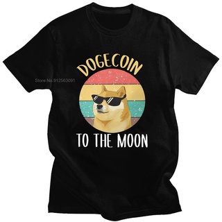 เสื้อยืดผ้าฝ้ายเสื้อยืด ผ้าฝ้าย ระบายอากาศ พิมพ์ลาย Bitcoin Cryptocurrency Art Dogecoin To The Moon สไตล์วินเทจ ฮาราจูกุ