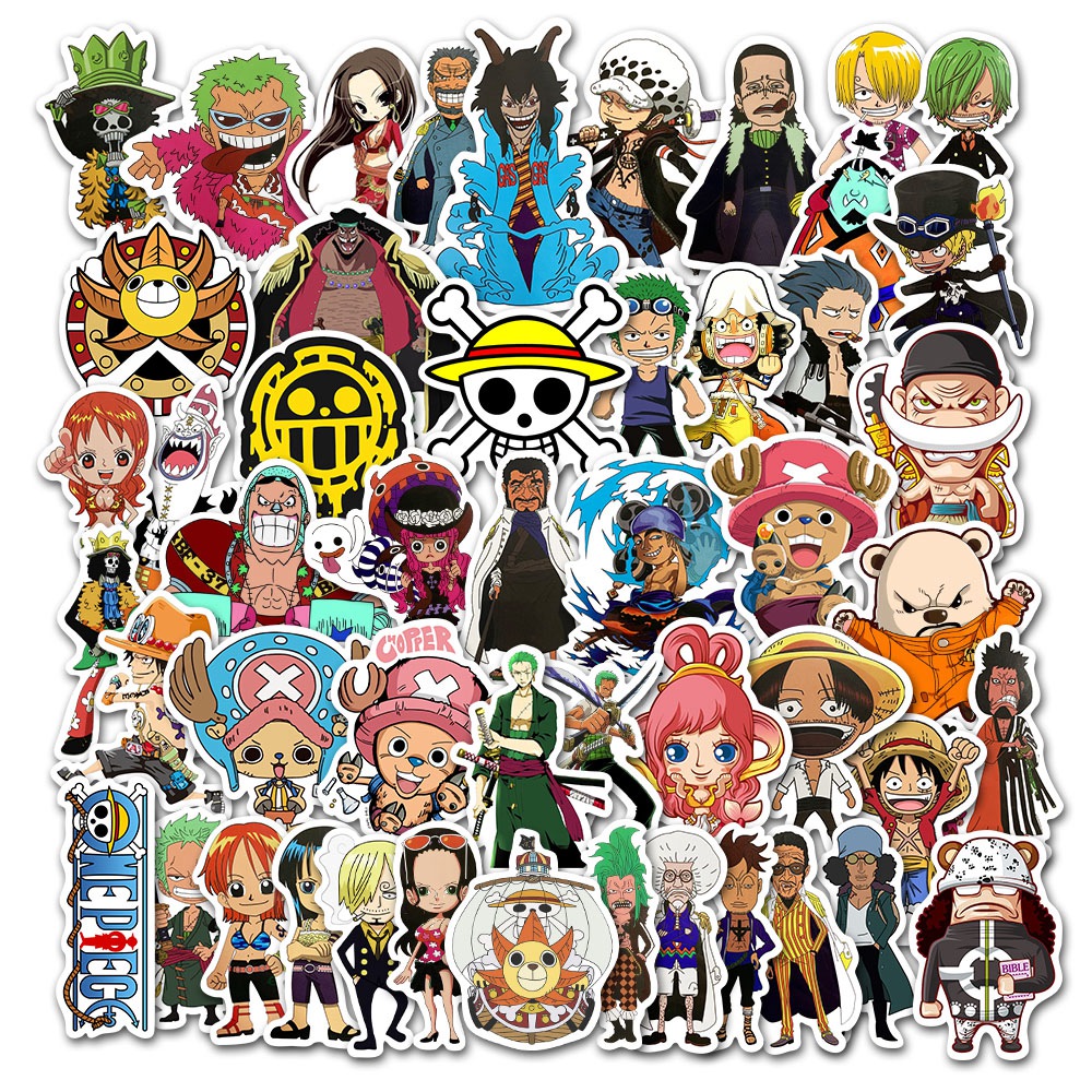 50 ชิ้น/ถุง สติ๊กเกอร์อนิเมะวันพีซลูฟี่ซีรีส์ กราฟฟิตี ไวนิล เดแคลส์ แล็ปท็อป กระเป๋าเดินทาง กันน้ํา อุปกรณ์DIY สติกเกอร์