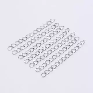 St.kunkka 50Pcs โซ่ต่อขยายสแตนเลส 304 แท้ โซ่ท้ายปรับระดับ สายโซ่สแตนเลส ขนาด 50 70 ซม. สำหรับเครื่องประดับ สร้อยคอ สร้อยข้อมือ