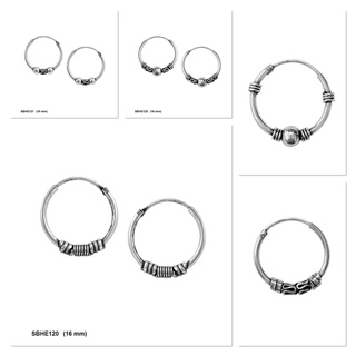 SILVER THAI ต่างหูเงินแบบห่วง16 mm sterling silver Bali hoop earrings (5 Styles)