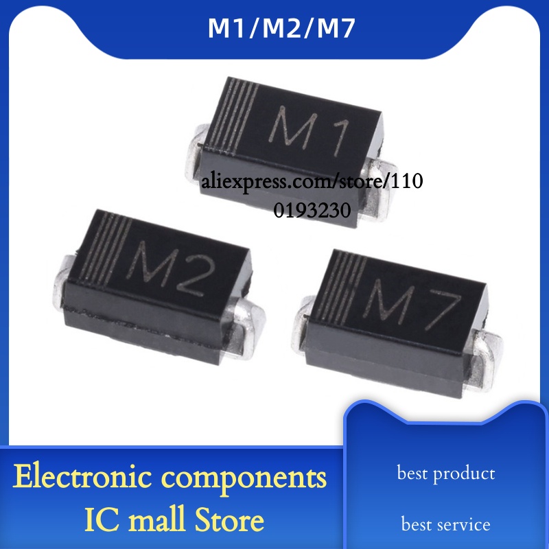 2000PCS/LOT 1N4007 M7 1N4007W 1N4001 M1 1N4002 M2 1N4004 M4 1A 1000V Rectifier diode SMA/DO-214AC In