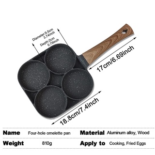 ▤⊙♘Four-Hole Omelette Pan Non-Stick Medical Stone Coating Pancake Mold Egg Burger Frying Pan Pancake Steak Breakfast Mak