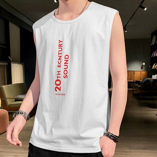 [M-5XL] เสื้อกั๊กพิมพ์ลายตัวอักษรสำหรับผู้ชายในฤดูร้อนของเกาหลี/เสื้อแขนกุด