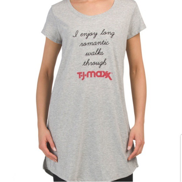 TJ-Maxx Paraphrase ชุดนอนสีเทาพิมพ์ 3 รูปแบบ Cool Smooth ผ้าไหมผ้าฝ้ายเรือคอแขนสั้น Ball Gown