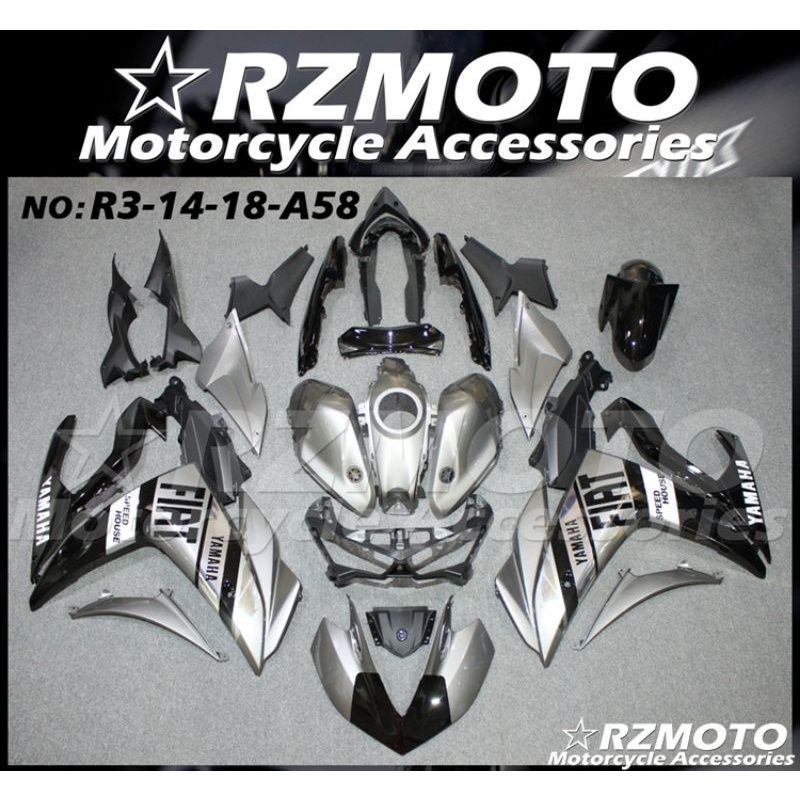 ชุดแฟริ่ง yamaha r3 ตัวเก่าชุดสีรถบิ๊กไบค์yamaha YZF r3  R25 R3ปี2014/15/16/17/18จำหน่ายชุดแฟริ่ง bi
