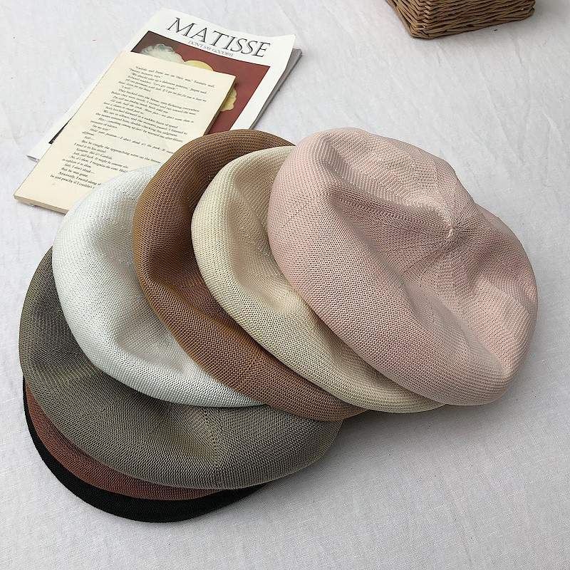 เวอร์ชั่นเกาหลีInsสีทึบBeretฤดูร้อนญี่ปุ่นบางผ้าลินินBeretหมวกหญิงฤดูใบไม้ผลิฤดูใบไม้ร่วงอังกฤษย้อนยุคแปดเหลี่ยมหมวกAll-Matchจิตรกรหมวก