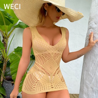 Weci ชุดชั้นในสตรี เซ็กซี่ สีนู้ด และสีดํา ชายหาด ตาข่าย มินิเดรส ยืดหยุ่น เร้าอารมณ์ แหจับปลา ชุดชั้นใน พลัสไซซ์ เปิดหลัง ใหม่