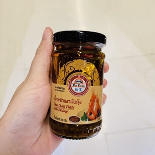 น้ำพริกเผามันกุ้ง ตรา พ่อขวัญ Thai chilli paste with shrimp Por Kwan เครื่องปรุง ต้มยำ 100g เครื่องเคียง