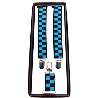 สายเอี๊ยมสีฟ้าลายตารางแฟชั่นเครื่องแต่งกายsuspenders