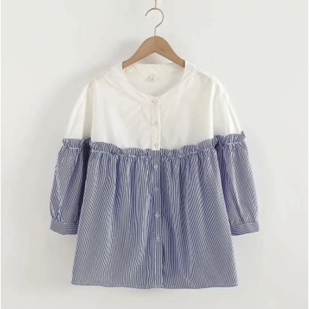 เสื้อ Kia Saluer Jumbo ไซส์ SML XL 2XL 3XL 4XL | เสื้อเบลาส์ลายทางจัมโบ้ | เสื้อช่องจัมโบ้ | เสื้อท็