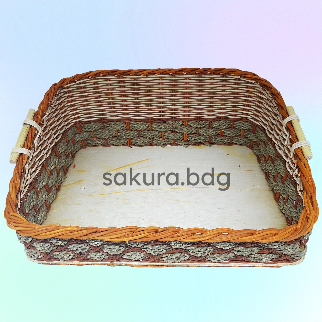 K6L - ตะกร้าหวายสี่เหลี่ยมมัลติฟังก์ชั่น L 38x28x6-14 ซม. สําหรับแฮมเปอร์ พัสดุ ของขวัญ ของที่ระลึก 