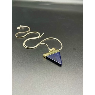 100% Natural Blue Sand Stone Triangle Pendant / Beautiful Pendant / Blue Sandstone Necklace Jewelry With Chain 18inch.