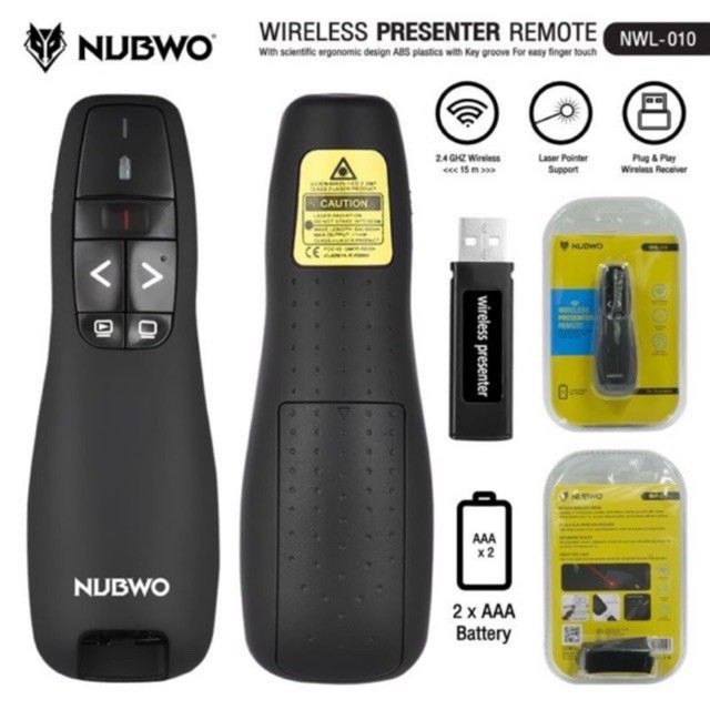 Nubwo NWL-010 พรีเซนเทชั่น รีโมท ระยะ15M  Wireless Presenter Remote Laser Poiter รองรับ Powerpoint