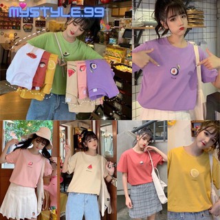 เสื้อยืด Oversize 🍉🍇🍓🍈🍍สกรีนลาย-ผลไม้- ผ้านิ่มใส่สบาย ลายคมชัดพร้อมส่ง#F001