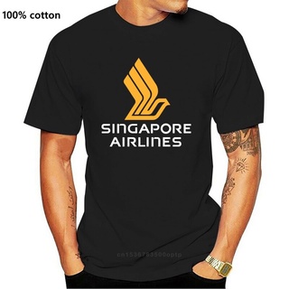 เสื้อยืดพิมพ์ลายแฟชั่น เสื้อยืดผ้าฝ้าย ลาย Singapore Airlines 6 สีดํา EMpbij55EBaehn93