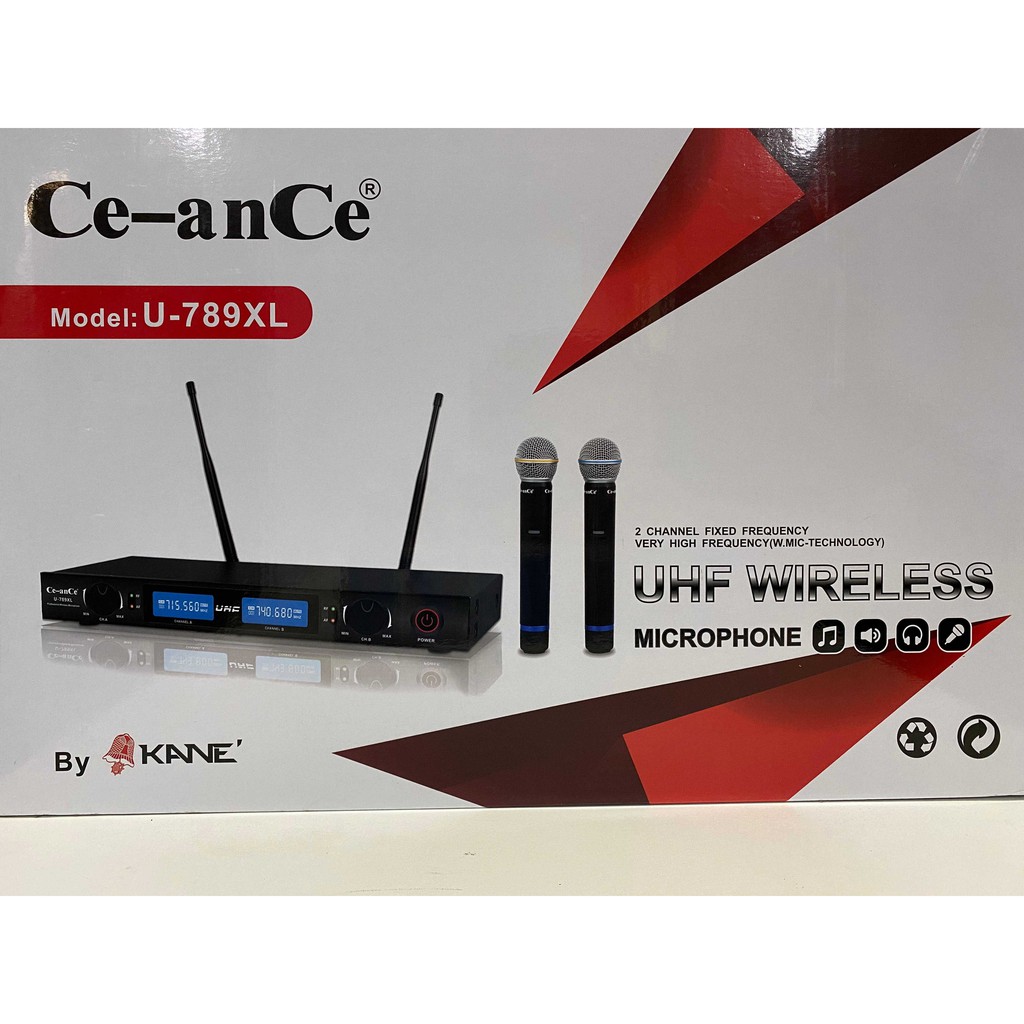 ไมค์ลอย ไมโครโฟนไร้สาย แบบมือถือ ไมค์ 2 ตัว Ce-anCe U-789XL Wireless Microphone UHF