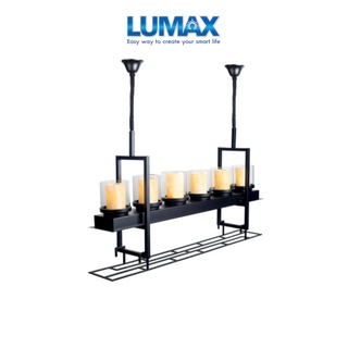 LUMAX โคมไฟแขวนเพดาน พร้อมที่แขวนแก้วไวน์ Style Modern Loft รุ่น Cylindior โลหะ สีดำ