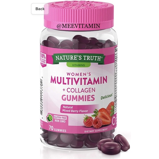 🍓Nature’s  truth กัมมี่วิตามินรวม ผสม คอลลาเจน 70 เม็ด อร่อย รสเบอร์รี่ 🍓ได้ทั้งผิว และสุขภาพ🧏🏻‍♂️🧏🏼