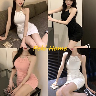 New!! Dress Sexy Mini Dress  เดรสเซ็กซี่เปิดหลัง ดีไซน์คล้องคอ ชุดเดรสรัดรูปกระโปรงสั้น