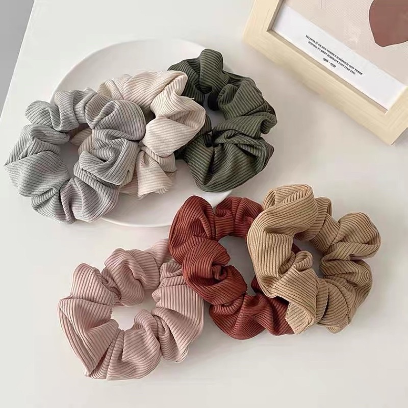 พร้อมส่ง  ยางรัดผม ยางมัดผมผ้าร่อง