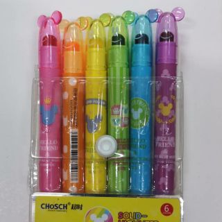 CHOSCH ปากกาเน้นข้อความสีเทียน (เซ็ต6สี)(สินค้าพร้อมส่ง)