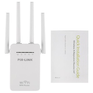 Wifi repeater PIXLINK PIXLINK LV-WR09 300M bps Wireless WiFi Router ช่วงสัญญาณ Extender 4 ภายนอกเสาอากาศ