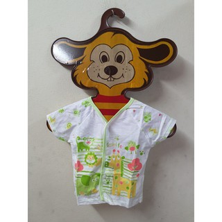 เสื้อ พื้นขาวสกรีนลายใหญ่ Kero เด็กอ่อนแขนสั้น กระดุมหน้า 3-6+ เดือน ผ้าคอตตอน  แพค 4 ตัว / 12 ตัว
