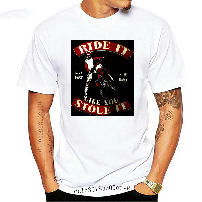 แขนสั้นcrew neckเสื้อยืดลําลอง แขนสั้น พิมพ์ลาย Ride It Like You Stole Motocross Freestyle Enduro Bi