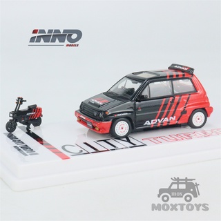 โมเดลรถยนต์ INNO64 1:64 HONDA CITY TURBO II ADVAN Livery พร้อม MOTOCOMPO Diecast