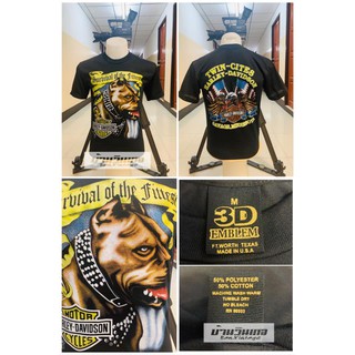 เสื้อยืดผู้ชาย เสื้อฮาเลย์ (harley davidson)  ป้าย 3D EMBLEM ผ้าบาง50/50 เสื้อผ้า เสื้อวินเทจ