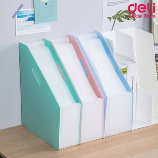 Deli B41102 Expanding File แฟ้มตั้งโต๊ะ 13 ช่อง สีพาสเทลขนาดA4 (คละสี 1 ชิ้น) แฟ้มใส่เอกสาร ที่เก็บเอกสาร กล่องเอกสาร