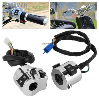 ALABAMAR Pair Motorcycle Handlebar Switch Control Button for Turn Signal Headlight Horn 25mm Universal