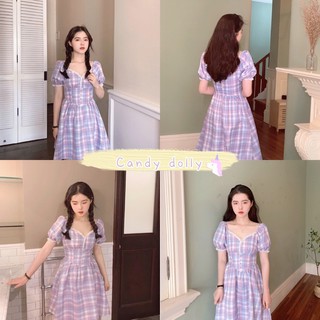 Candy dolly dress 🍬 เดรสแขนตุ๊กตาสีม่วง