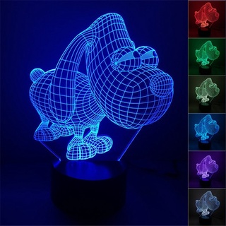 โคมไฟตั้งโต๊ะ LED รูปสุนัขน่ารัก 3D ไล่โทนสี 7 สี ชาร์จ USB