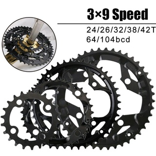 BUCKLOS 104BCD Mountain Bike Chain แหวน 32T 42T 44T จักรยาน Chainring 3*9 ความเร็ว Crankset 64BCD จักรยาน Chainwheel 22T 24T 26T เฟือง