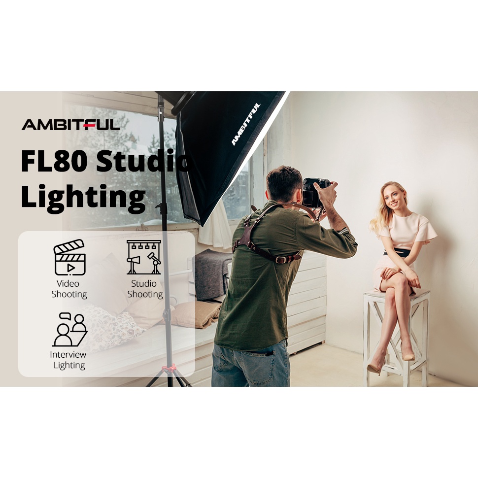 Ambitful FL80 ไฟวิดีโอ LED RGB 80W 10000K สําหรับถ่ายภาพกลางแจ้ง