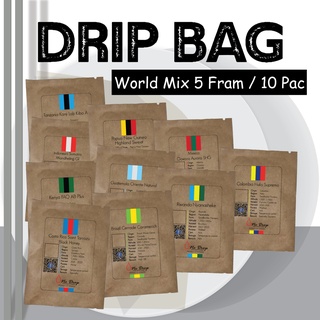 กาแฟดริป เมล็ดต่างประเทศ (5ฟาร์ม 10ซอง) / Drip Bag World Beans (5Fram 10Pac)