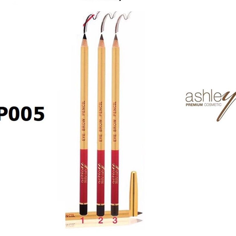 (แท้) Ashley Slim Eyebrow Pencil แอชลี่ย์ ดินสอเขียนคิ้ว หัวเล็กแท่งทอง AP005
